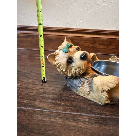 RARE Yorkie Shape Figurine Dog Bowls Set Of 2-Stainless Removable Bowls - Picture 4 of 10